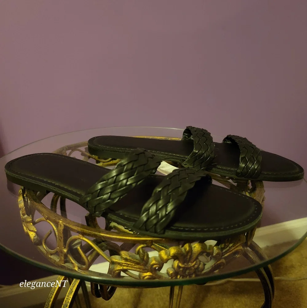 Gap Braided Double Strap Black Slide Sandals Sz: 9.5 NWT - Picture 6 of 8